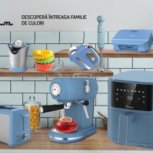 Sandwich maker Fram FSM-700BL, Putere 700W, capacitate 2 sandwich-uri, Placi fixe cu invelis antiaderent, Design depozitare verticala, Bleu - Img 4