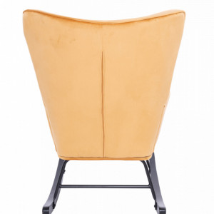 Scaun balansoar Capehart, catifea, negru/portocaliu, 86 x 88 x 69 cm - Img 5