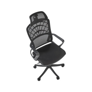 Scaun birou egonomic HM Vesuvio, mesh, mecanism balans, baza polipropilena, suport lombar, tetiera ajustabila,120 kg, negru - Img 4