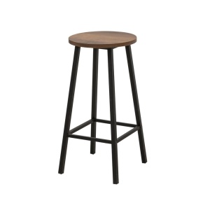 Scaun de bar Asir, metal/PAL, negru/maro, 32 x 62 x 32 cm