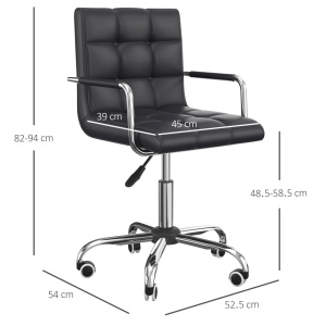 Scaun de birou rotativ Re-Bloom, PU/fier zincat, 52.5x54x84-100 cm, sezut 46-58 cm reglabil, burete 6.5 cm, 150 kg, negru/argintiu - Verificat A · Re-Bloom - Img 2