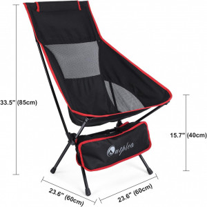 Scaun de camping pliabil Lafocuse, aliaj de aluminiu/poliester, negru/rosu, 60 x 60 x 85 cm - Img 3
