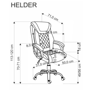 Scaun directorial HM Helder 2, stofa, inaltime reglabila, mecanism balansare, Sarcina Max 100 kg, Gri - Img 4