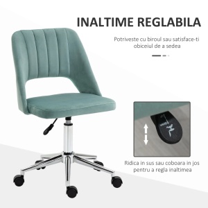 Scaun ergonomic pentru birou, otel/poliester/nylon, verde petrol/argintiu, 49 x 54 x 79-91 cm, Resigilat, Grad A - Img 2