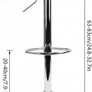 Scaun reglabil pe inaltime KKTONER, metal/piele sintetica, rotativ, argintiu/roz/negru, 38 x 63-83 cm