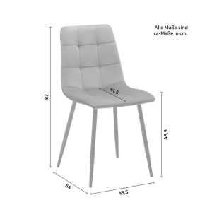 Scaun tapitat Ria, metal/catifea, abastru/negru, 43.5 x 87 x 54 cm