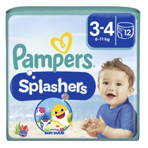 Scutece chilotel pentru apa Pampers Splashers Baby Shark Marimea 3, 6-11 kg, 12 buc, Resigilat, Grad A
