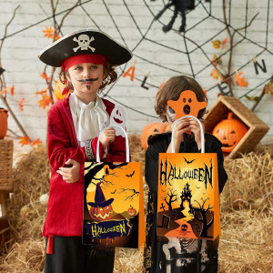 Set 12 pungi de cadou Halloween LITOU, hartie, 16 x 21 x 8 cm - Img 6