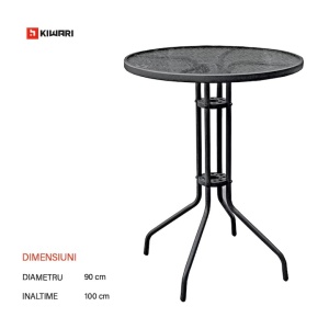 Set 16 x set mobilier gradina Kiwari Bistro 2 locuri, masa rotunda diametru 76x100 cm + 2 scaune 55x68x113 cm, suprapozabile, 110 kg, gri - Img 5