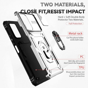 Set 2 folii si husa de protectie ATISIJIE  Xiaomi Redmi Note 10 Pro/Note 10 Pro Max, TPU, argintiu