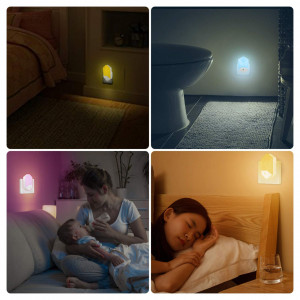 Set 2 lumini de noapte cu telecomanda Redmoo, plastic, alb, RGB, 9,4 x 6 x 2,7 cm - Img 2