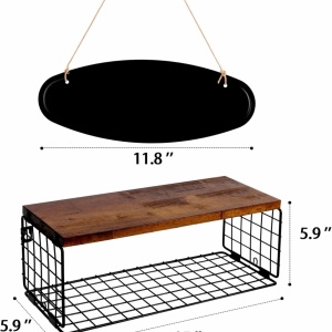 Set 2 rafturi de perete Obswell Kole, lemn masiv/metal, maro/negru, 38,1 x 15 x 15 cm