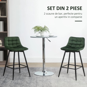 Set 2 scaune de bar Re-Bloom, poliester/metal, 45x47x84 cm, sezut 61 cm, suport picioare 23 cm, 120 kg, verde/negru - Verificat A · Re-Bloom - Img 6