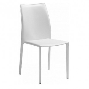 Set 2 scaune Solene, tapițate, metal/ piele ecologică, alb - Img 6