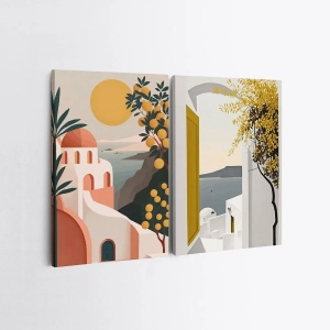 Set 2 tablouri decorative Re-Bloom, panza/lemn, multicolor, 50 x 70 cm - Img 2