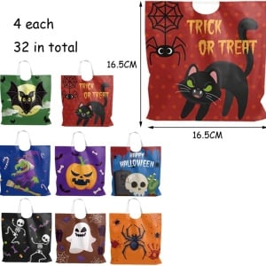 Set 24 pungi pentru Halloween Azexcy, plastic, multicolor, 16,5 x 16,5 cm