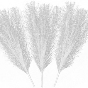 Set 3 flori de pampas Djkkenty, argintiu, pampas uscat, 45 cm