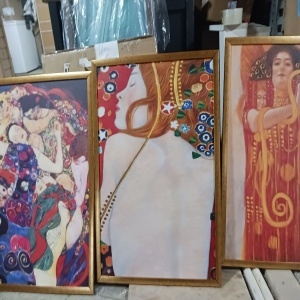 Set 3 tablouri decorative canvas, 3x55x75 cm, panza/lemn, multicolor - Verificat A · Re-Bloom