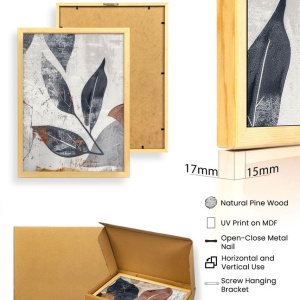 Set 3 tablouri decorative cu rama, 3x50x70 cm, MDF 3mm, cadru lemn masiv 2.5 cm, multicolor - Verificat A · Re-Bloom - Img 3