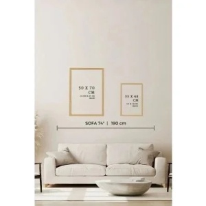 Set 3 tablouri decorative MDF/lemn masiv 50x70 cm, MDF 100%, cadru lemn 2cm, imprimare digitala, bej/alb/maro - Verificat A · Re-Bloom - Img 5