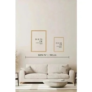 Set 3 tablouri decorative MDF/lemn masiv 50x70 cm, MDF 100%, cadru lemn 2cm, imprimare digitala, bej/alb/maro - Verificat A · Re-Bloom - Img 5