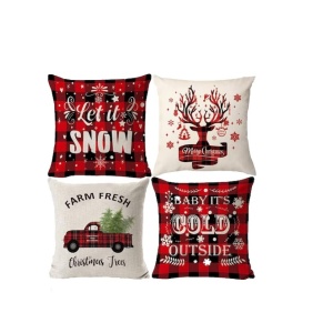 Set 4 fete de perna pentru Craciun Synchain, multicolor, bumbac, 45 x 45 cm - Img 7