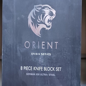 Set 6 cutite pentru bucatarie + foarfeca + suport Granit, Orient, Origin Series, premium, otel inoxidabil German X50 Ultra+, negru, Resigilat, Grad A - Img 4