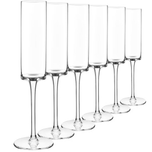 Set 6 pahare sampanie, model drept, sticla, 200 ml, 4,5 x 24,5 cm, transparent, Resigilat, Grad A - Img 2