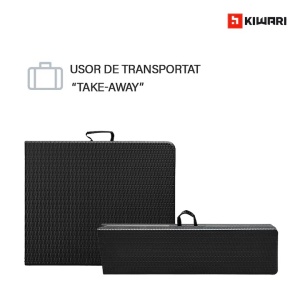 Set 7 x set mobilier gradina Kiwari masa pliabila 180x75x74 cm + 2 banci, 6 persoane, cadru metalic, negru - Img 2