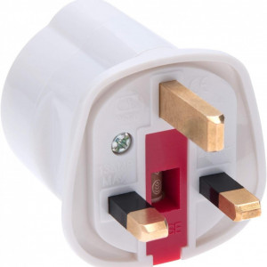 Adaptor pentru priza cu 3 pini la priza cu 2 pini Keple, metal/plastic, alb/auriu