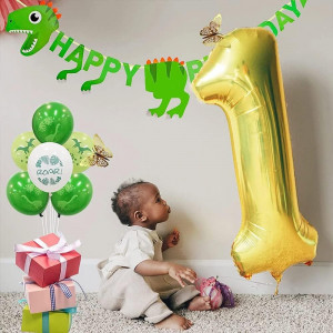 Set aniversar cu balon si lumanare pentru 2 ani REVIBOS, folie/ceara, auriu, 100 cm / 12,5 x 3,5 cm - Img 4