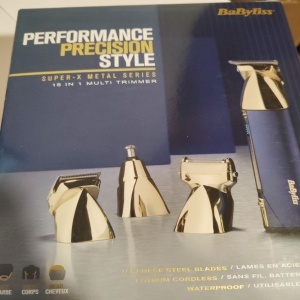 Set aparat de tuns parul si barba Babyliss Super-x Metal Series MT992E, 15 in 1 multi trimmer, auriu/albastru marin, Resigilat, Grad A - Img 2