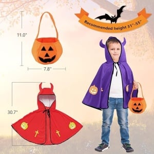 Set costum de Halloween si o geanta pentru copii Aomaigad, poliester, multicolor, 12 ani