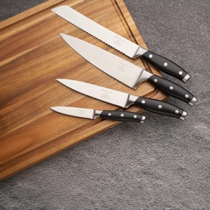 Set cutite de bucatarie, 4 piese, din otel inoxidabil german X50 Ultra +, negru, Resigilat, Grad A - Img 4