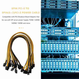 Set de 10 cabluri de alimentare cu 6+2 pini Smallterm, plastic, galben/negru, 50 cm - Img 8