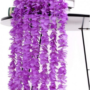 Set de 10 ghirlande de flori artificiale Hawesome, ,mov, matase/plastic, 100 cm - Img 1