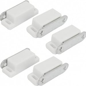 Set de 10 incuietori magnetice pentru usi Copapa, plastic/metal, argintiu/alb, 4,5 x 1,7 x 1,3 cm