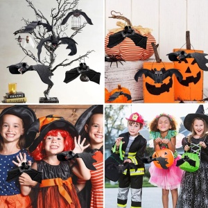 Set de 10 lilieci pentru Halloween Idota, cauciuc, negru/rosu/alb