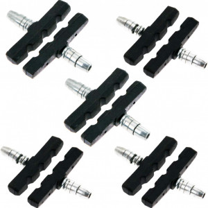 Set de 10 saboti de frana pentru biciclete Jiehaojia, cauciuc/metal, negru/argintiu, 70 mm - Img 1