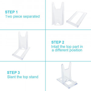 Set de 10 suporturi pentru  placi decorative BUENTYA, plastic, transparent, 11,5 x 11 x 6 cm 