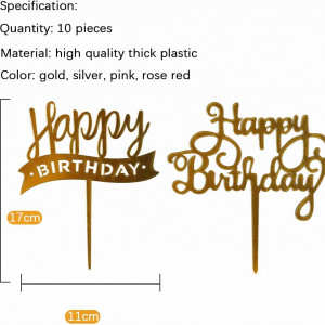 Set de 10 topere pentru tort Hokkien, plastic, multicolor, 17 x 11 cm 