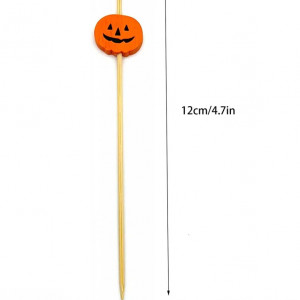 Set de 100 betisoare decorative pentru masa de Halloween, lemn, natur/portocaliu, 12 cm