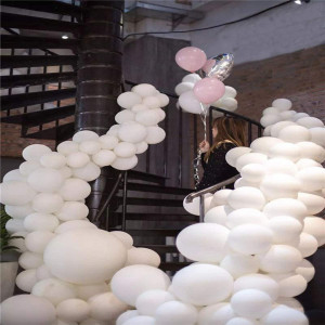 Set de 100 de baloane pentru petrecere JIASHA, latex, alb, 25 cm - Img 3