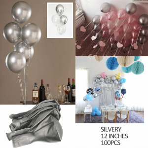 Set de 100 de baloane pentru petrecere JIASHA, latex, argintiu, 30 cm - Img 3