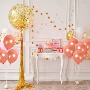 Set de 100 de baloane pentru petrecere JIASHA, latex, rose gold, 30 cm - Img 4