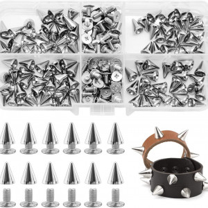 Set de 100 nituri decorative Bakiauli, metal, argintiu, 11 x 7 mm - Img 1