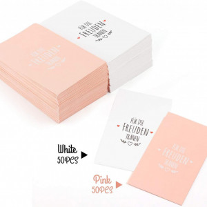 Set de 100 plicuri pentru nunta ABSOFINE, hartie, alb/roz/negru, 10,6 x 6,3 cm - Img 7