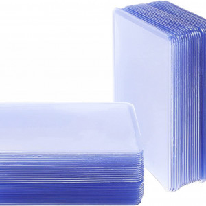 Set de 100 protectii pentru carduri/cartonase Wobekuy, PVC, transparent, 7 x 10 cm - Img 1