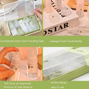 Set de 11 recipiente de calatorie pentru sampon/sapun Sbomi, plastic, verde/transparent