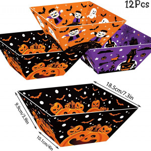 Set de 12 cutii pentru popcorn de halloween WinWild, hartie, multicolor, 10,1 x 9,9 x 18,5 cm - Img 5